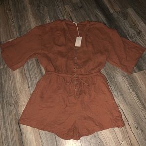 New Z Supply Zephr Gauze Romper Vintage Brown Size Medium (8-10) NWT